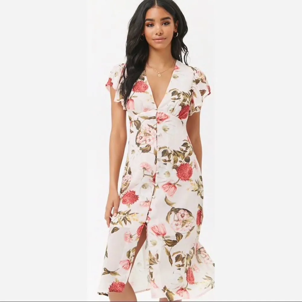 ✨ Floral Print Butterfly-Sleeve Dress✨ - Image 2