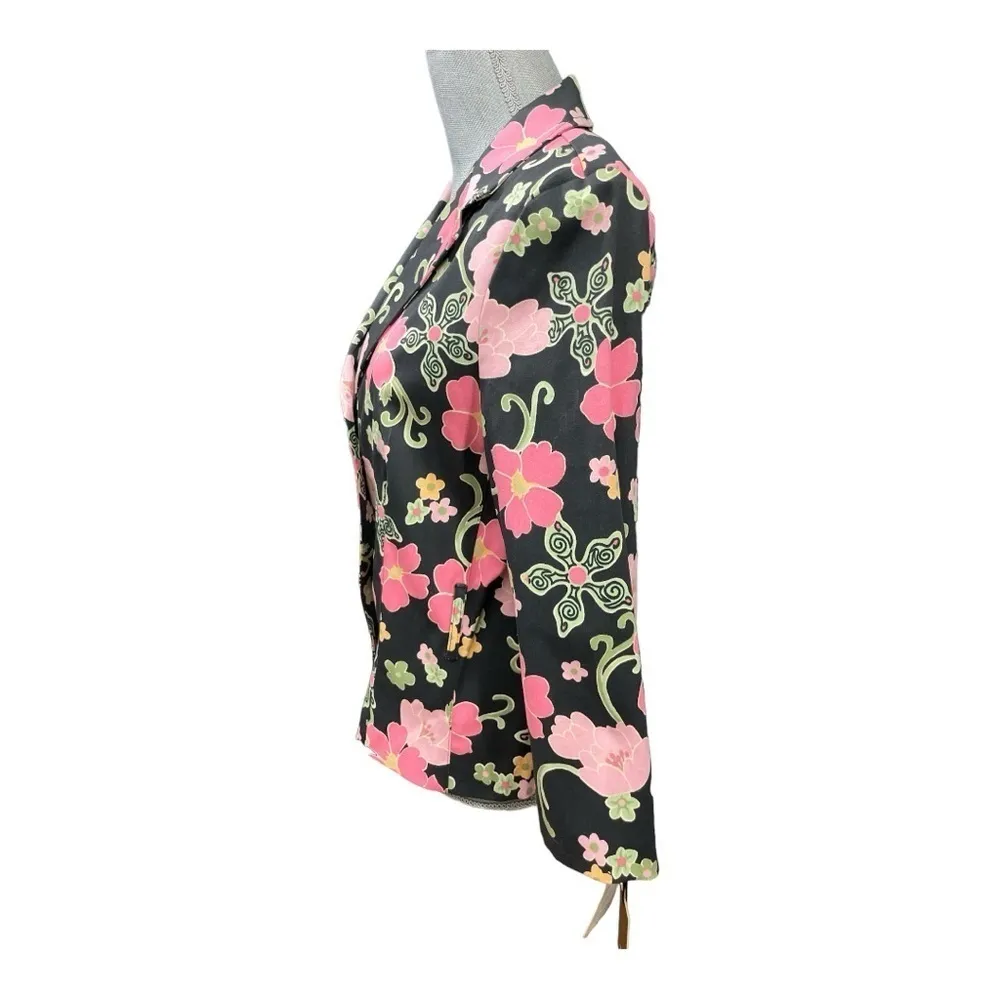 Zinc Cotton Spandex bland Floral buttons up front blazer ladies sz XL - Image 3