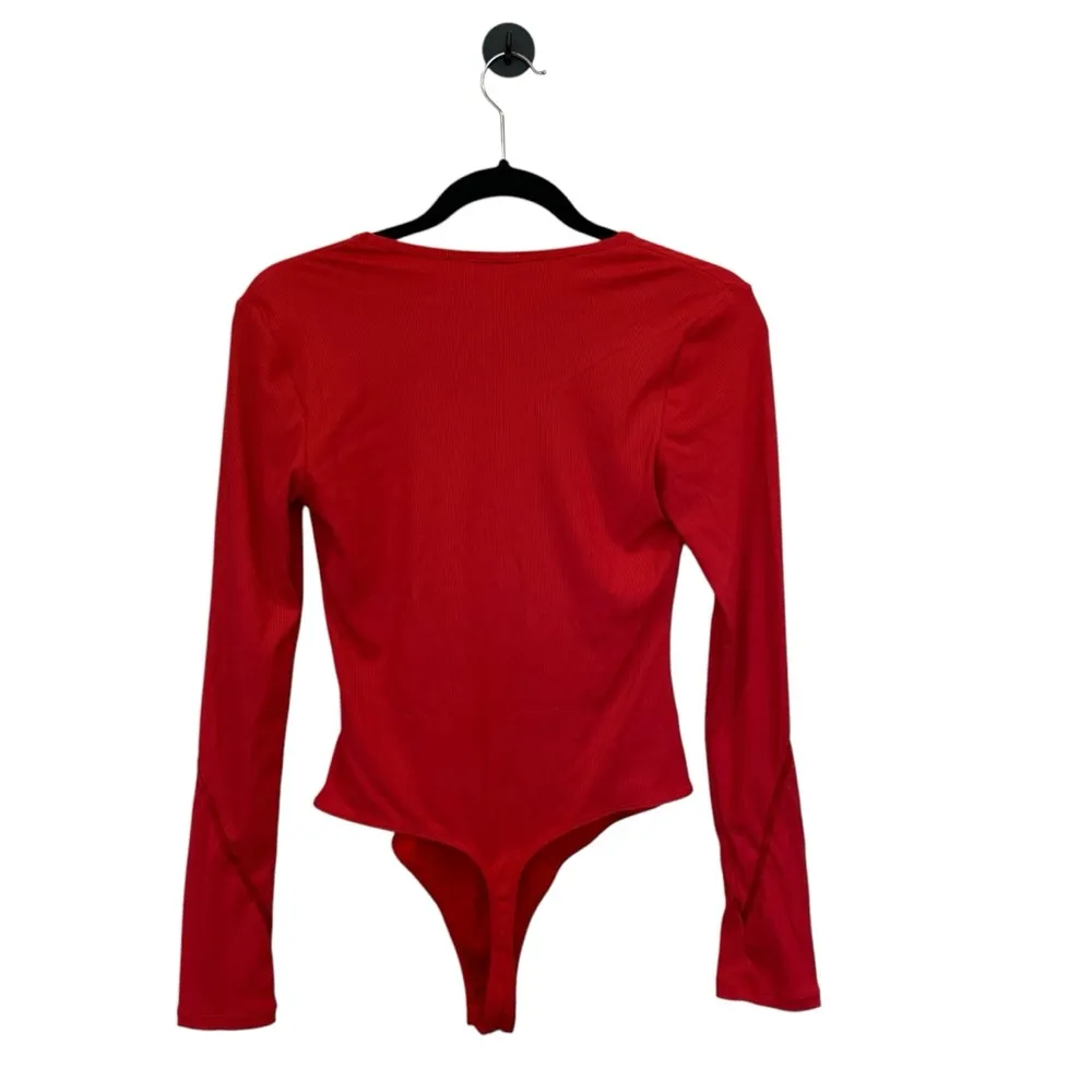 Free People Victoria Plunge Bodysuit In Garnet Rose Size Medium - Image 6
