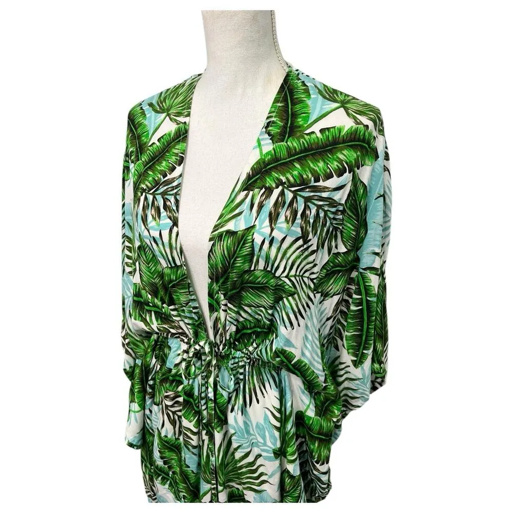 BCBG Cover Up Womens Small Medium Green Tropical Beach Cruise Hawaiian Swim - Image 6