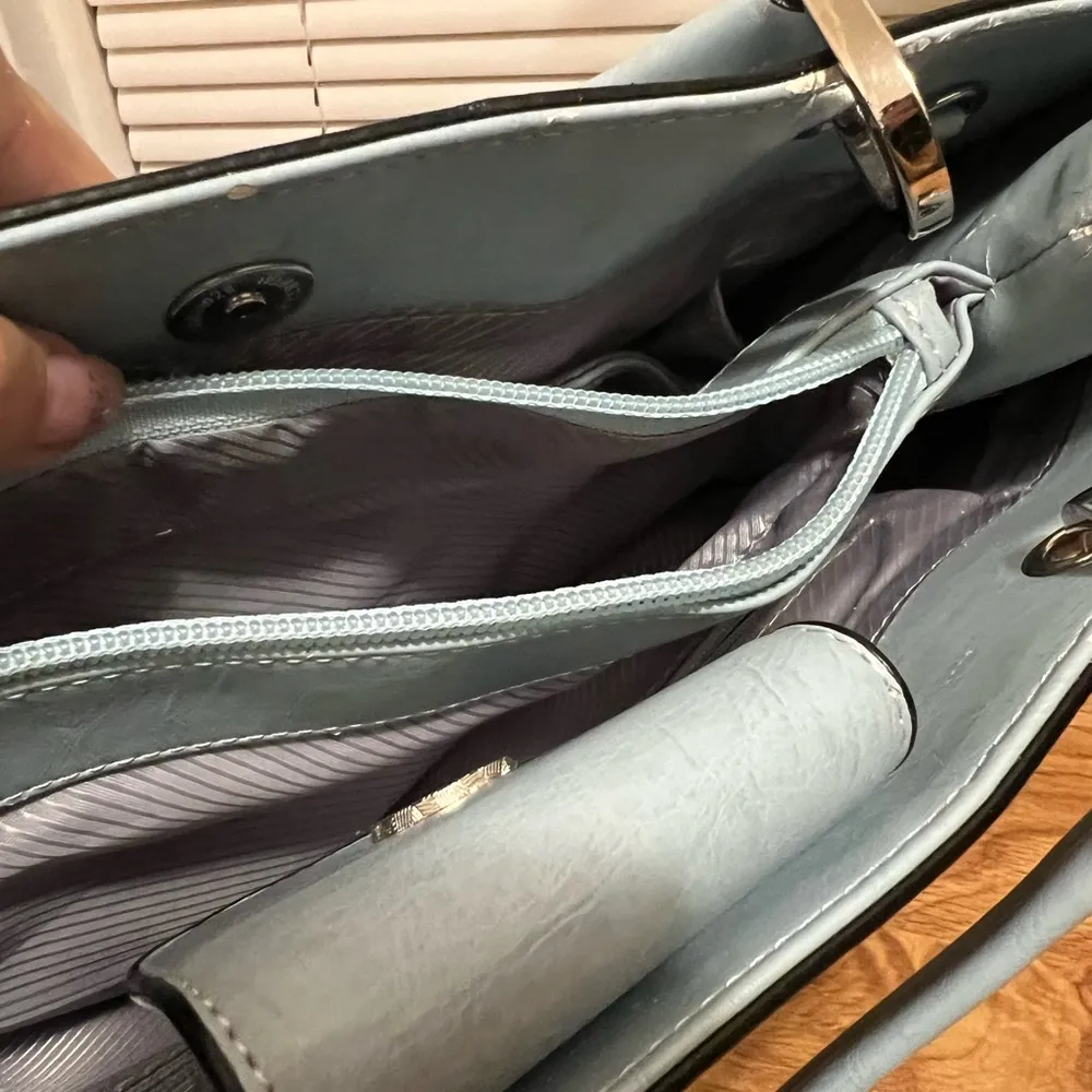 Sky Blue Handbag with Strap - Image 8