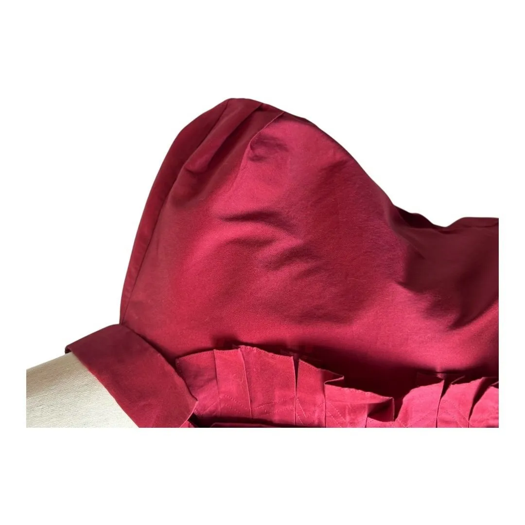 Hugo Boss‎ Shirt Women 4 Red Cap Sleeve Ruffle Front Button Down Preppy Luxury - Image 8