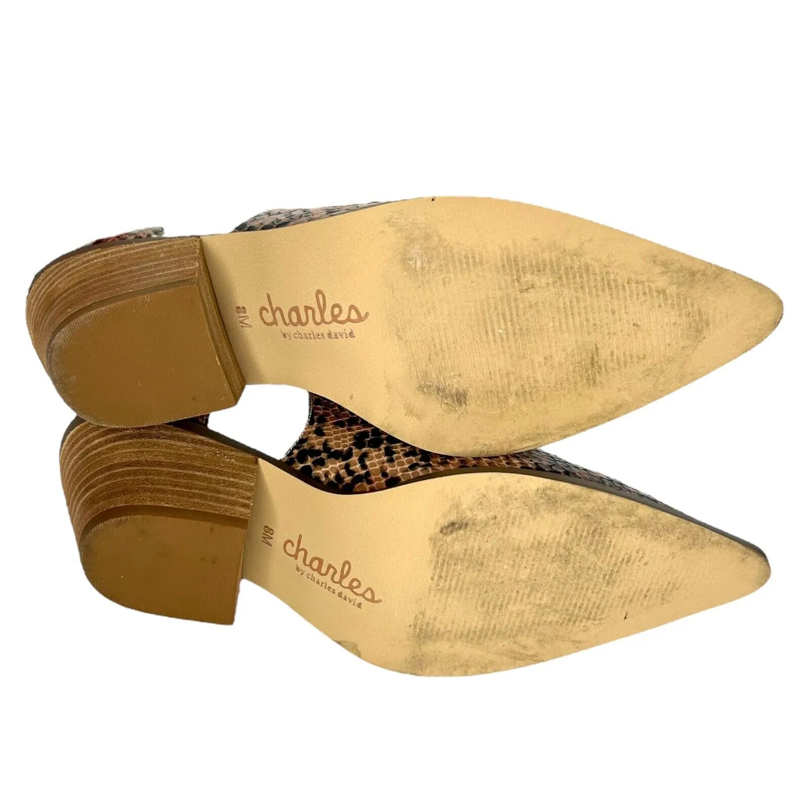 CHARLES DAVID Brown Snake Reptile Dorsey Parson‎ Leather Booties 8 M Python - Image 8