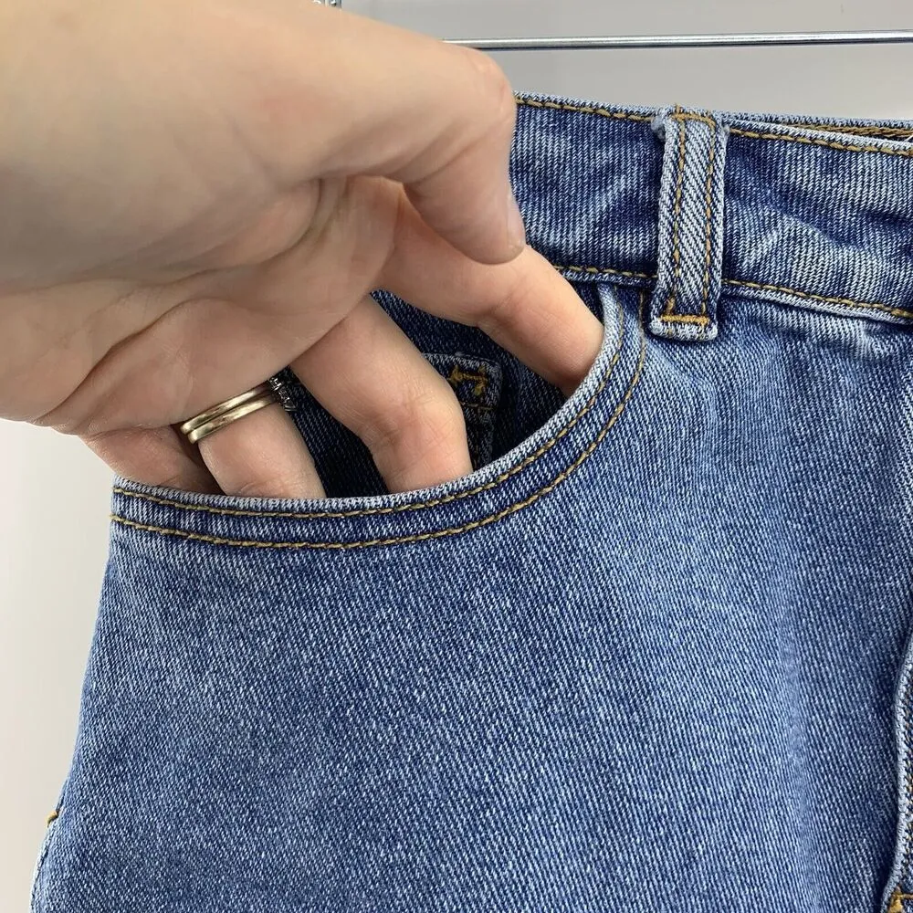 John Galt Brandy Melville Sz 26 Shorts High Rise Cuffed Denim Blue Jean Women’s - Image 4