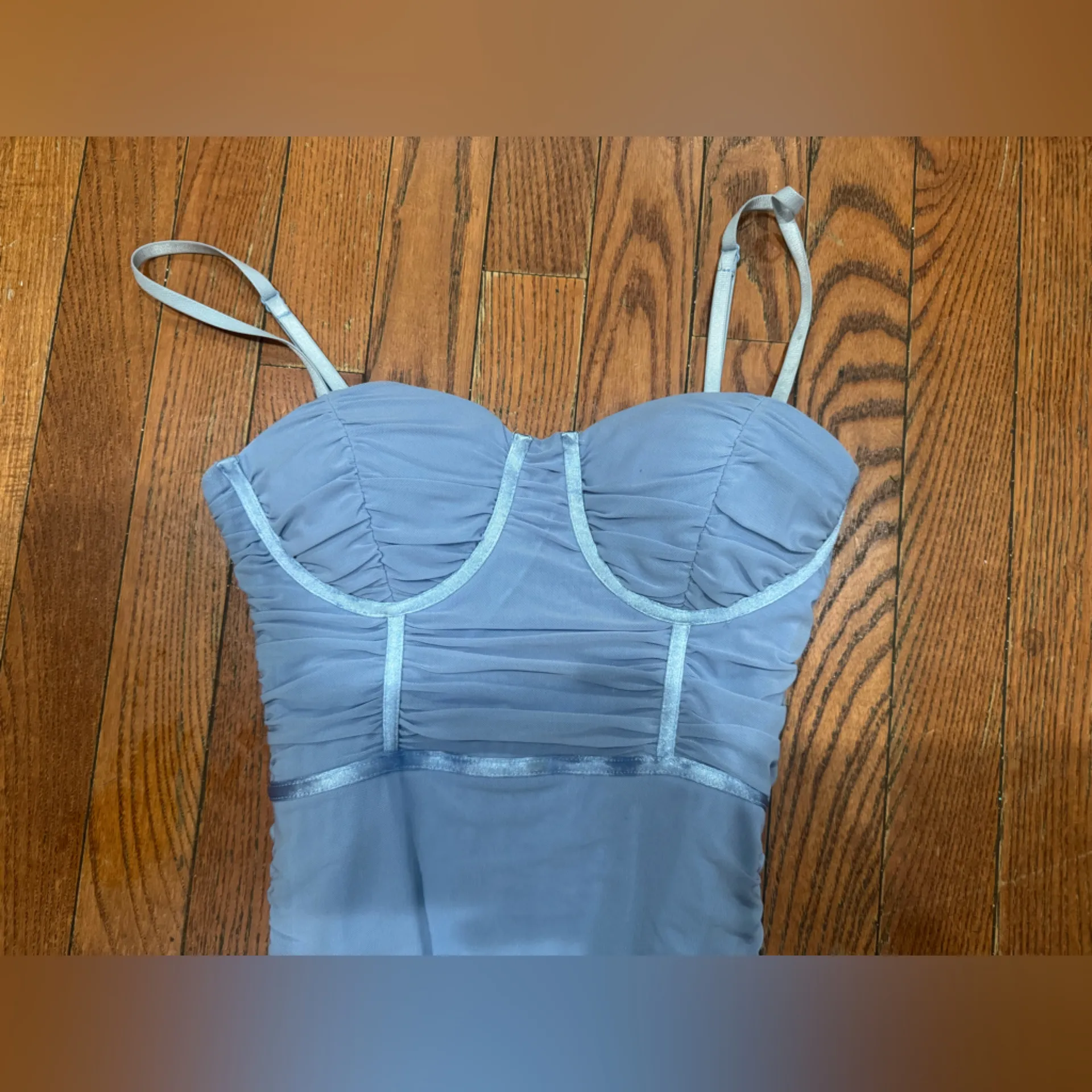 Privy Sky Blue Gathered Maxi Dress - Image 3