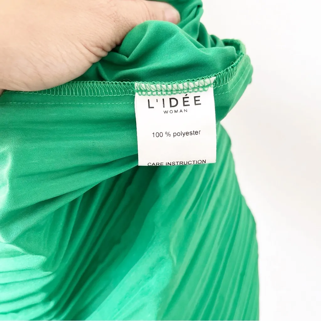L’IDEE Soiree Pleated Halter Midi Dress in Emerald Green Size 10 - Image 6