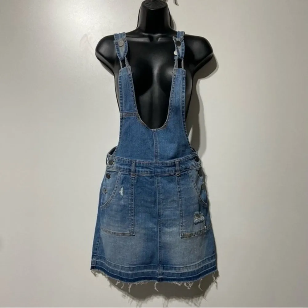 Hot Topic Distressed Denim Skirt Overall Jumper Skirtall Size Small NWT - Image 4