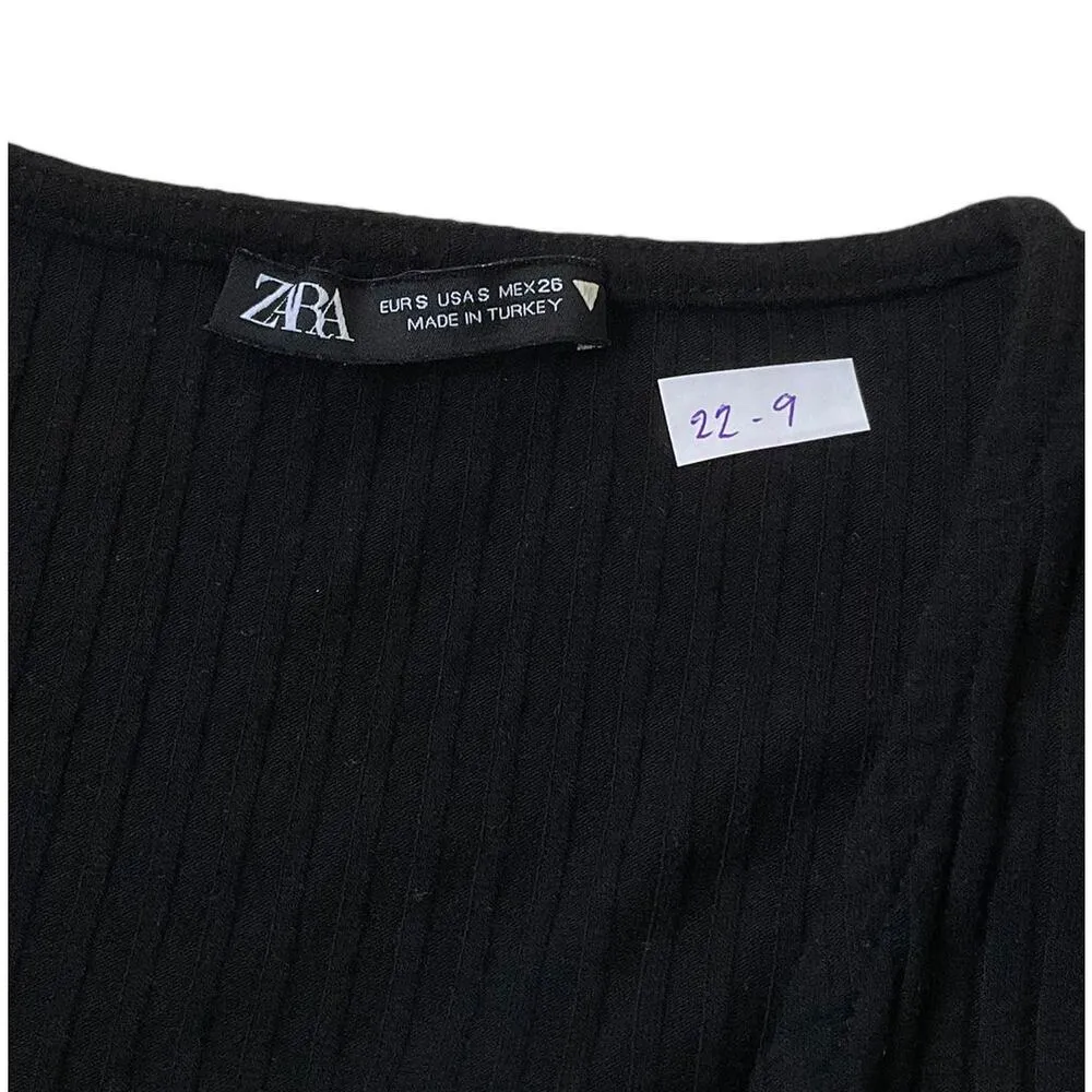 Zara Black Knit Stretch Crop Top Women Size Small | 22-9 - Image 3