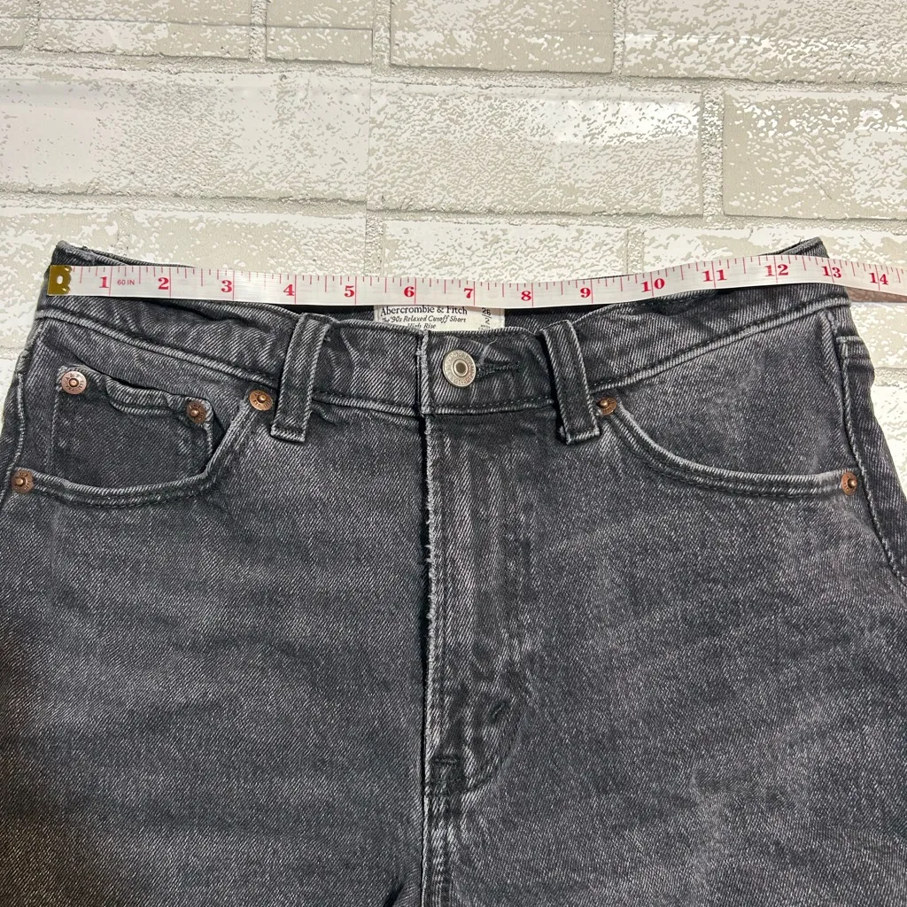 Abercrombie & Fitch Dark Gray Frayed Jean Shorts - Image 4