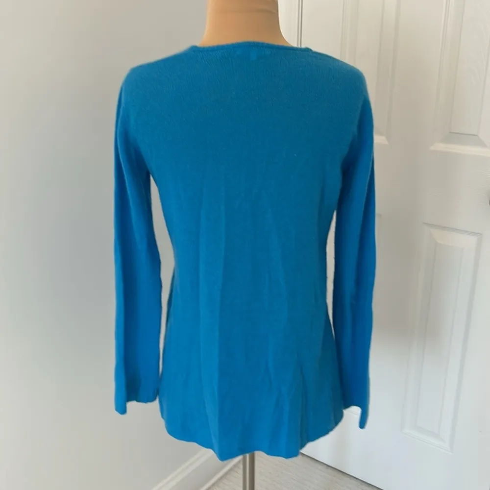 Minnie Rose Cashmere Open Front Cardigan Turquoise Blue - Image 2