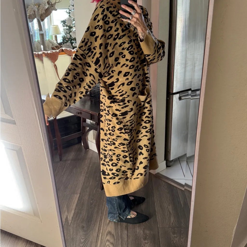 Leopard print knit duster jacket one size Brown Size undefined - Image 14