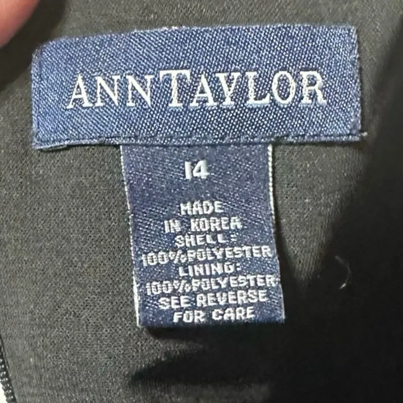 Ann Taylor‎ Women's Black Dress Size 14 Elegant Formal Short Round Neck - Image 3