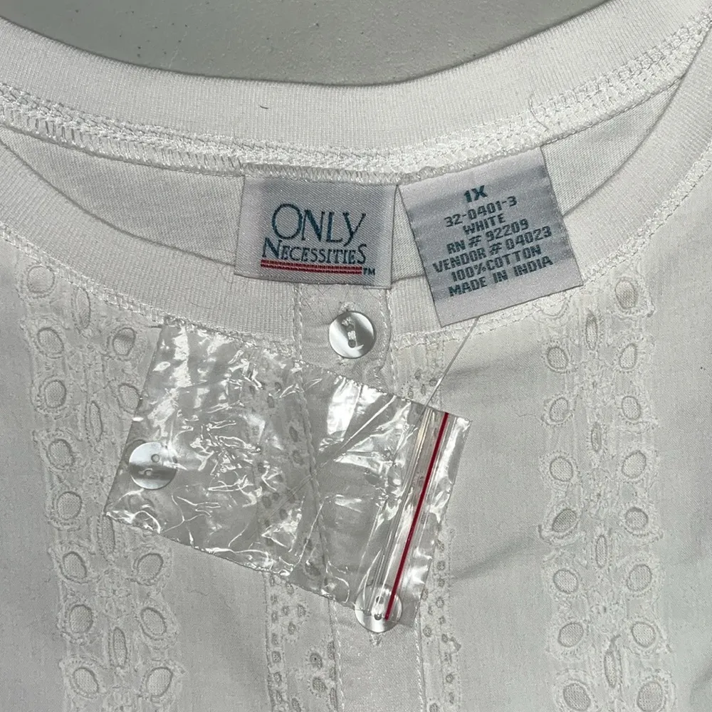 Only Necessities NWT Size 1X White Eyelet Button Down 100% Cotton Cardigan Top - Image 5