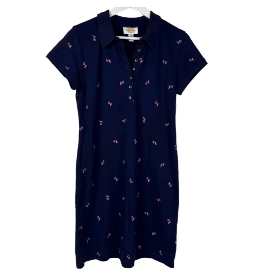 Talbots Petite Navy Flamingo Embroidered Polo Shirt Dress Size M
Preppy Nautical - Image 2