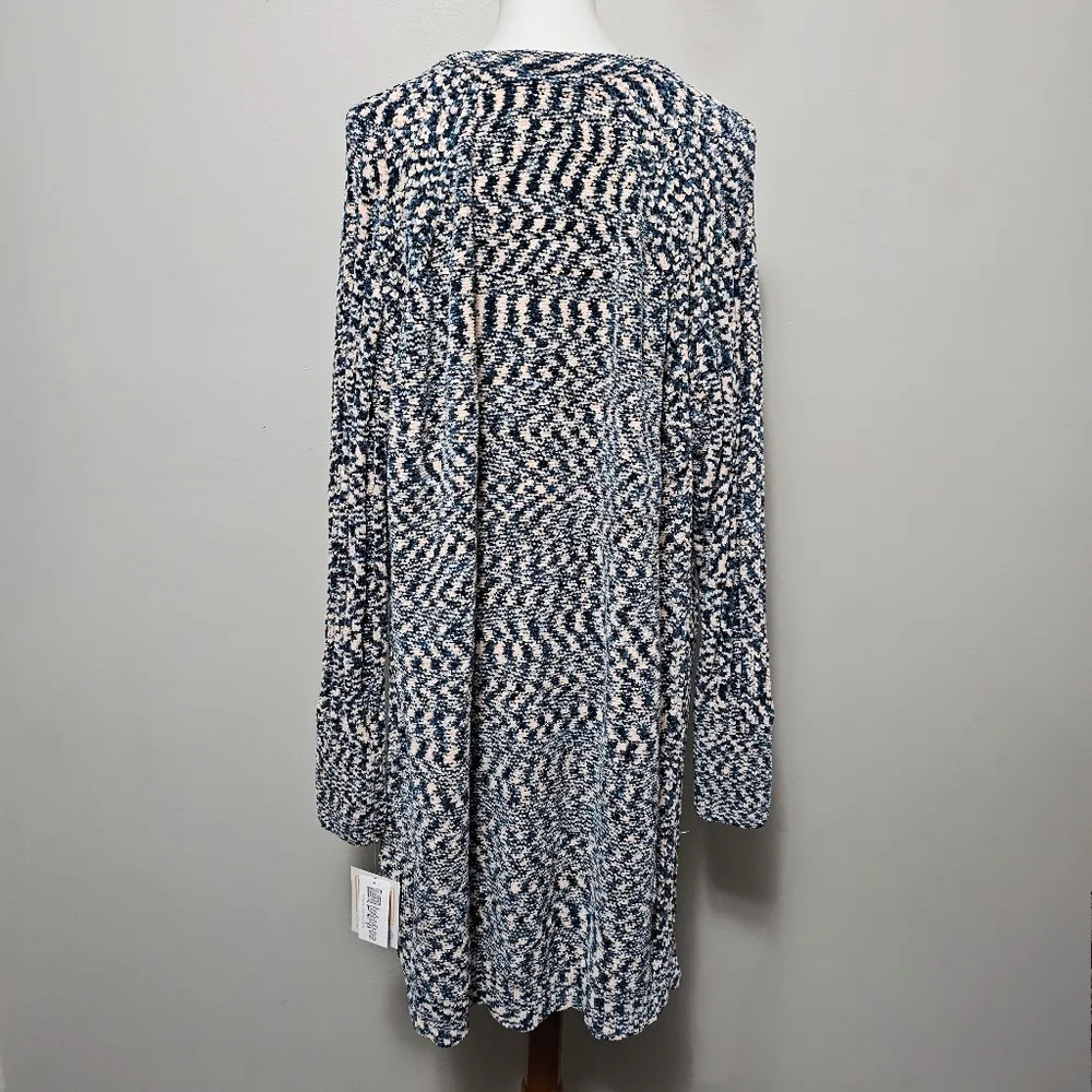 Lularoe Lauren Teal & Peach Chenile Crewneck Sweater Dress Size 2X (22/24) - Image 5