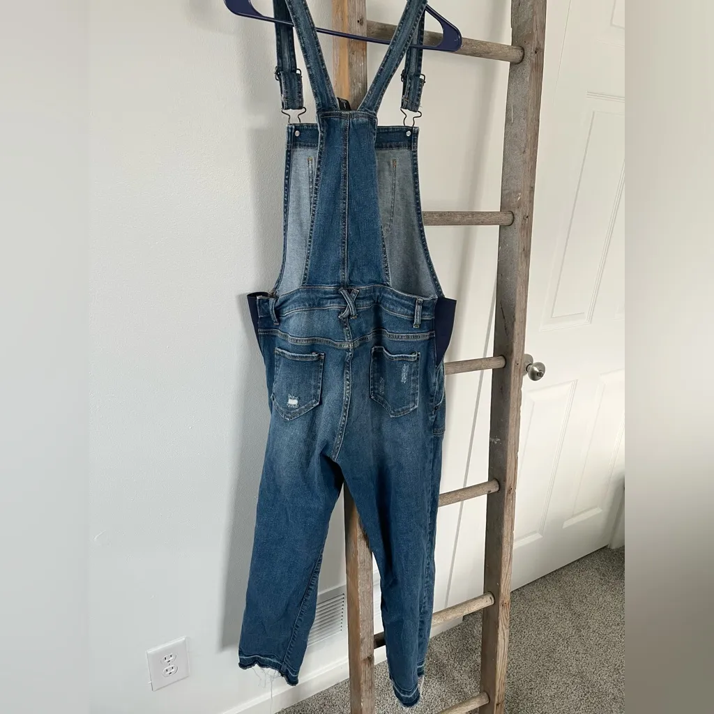 Indigo Blue  Maternity Side Panel Overalls- Size Large - Image 6
