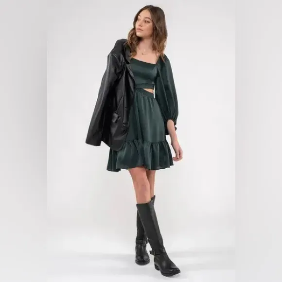 Blu Pepper Dark Green Long Sleeve Dress - Image 2