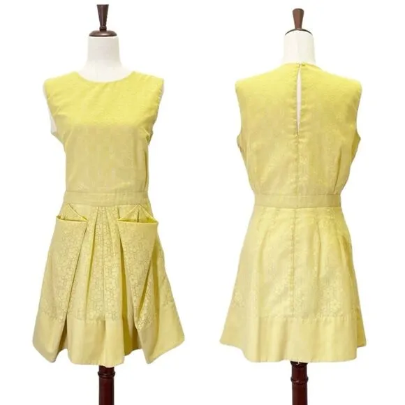 See By Chloe Yellow Sleeveless Floral Overlay Keyhole Back Dress Women’s Size 10 - Image 2