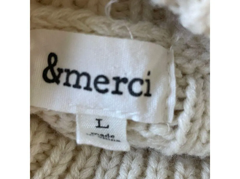 &merci Sleeveless Cable Knit Sweater Turtleneck Large - Image 4