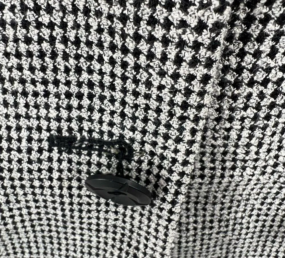 CJ Banks X 14W black white houndstooth button front jacket fringe eyelash office - Image 6