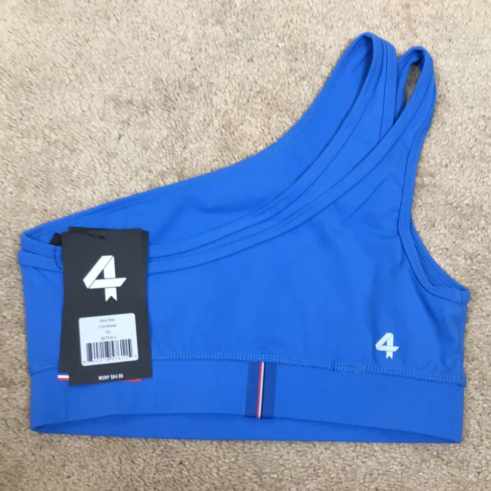 NWT FOURLAPS Women’s Cornflower Blue Single Shoulder Strap Solo Bra Size XS - Image 2