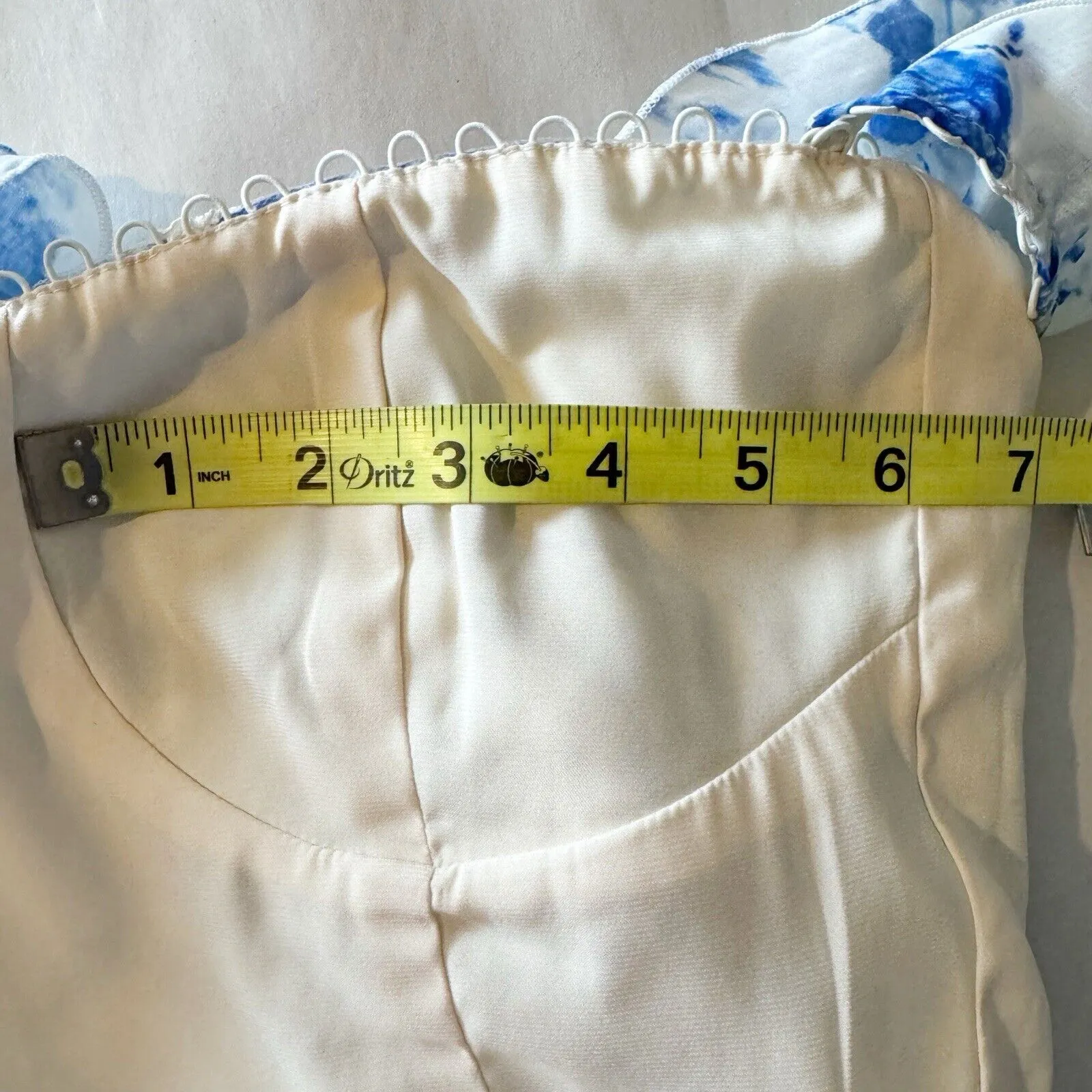 V. Chapman Provence Corset Bustier Top French Blue Floral Ruffle Lace Sz 0 - Image 12