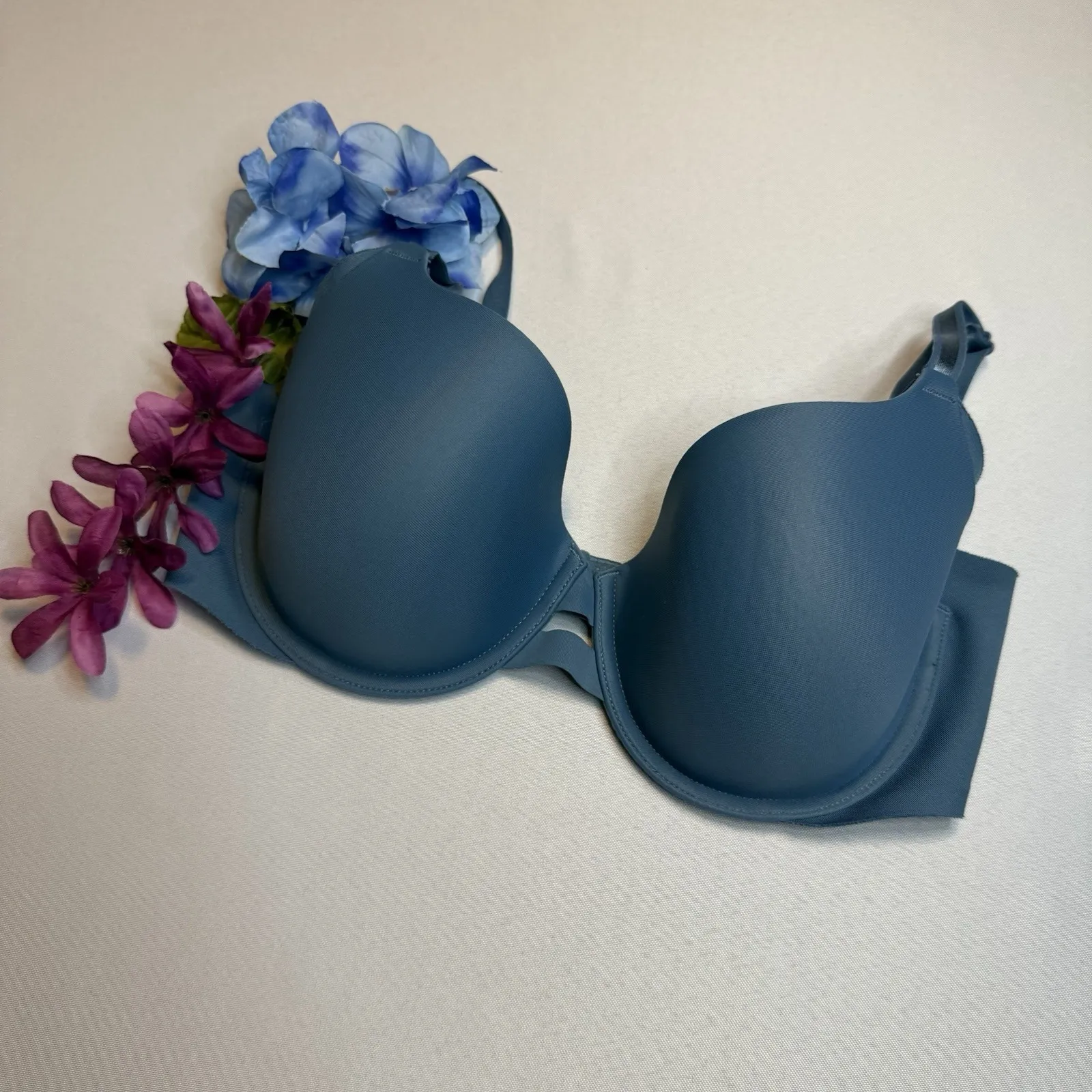 34D Warner's Womens Blue Lined Underwire Full Coverage‎ Back Closure Demi Bra Size undefined - Image 9