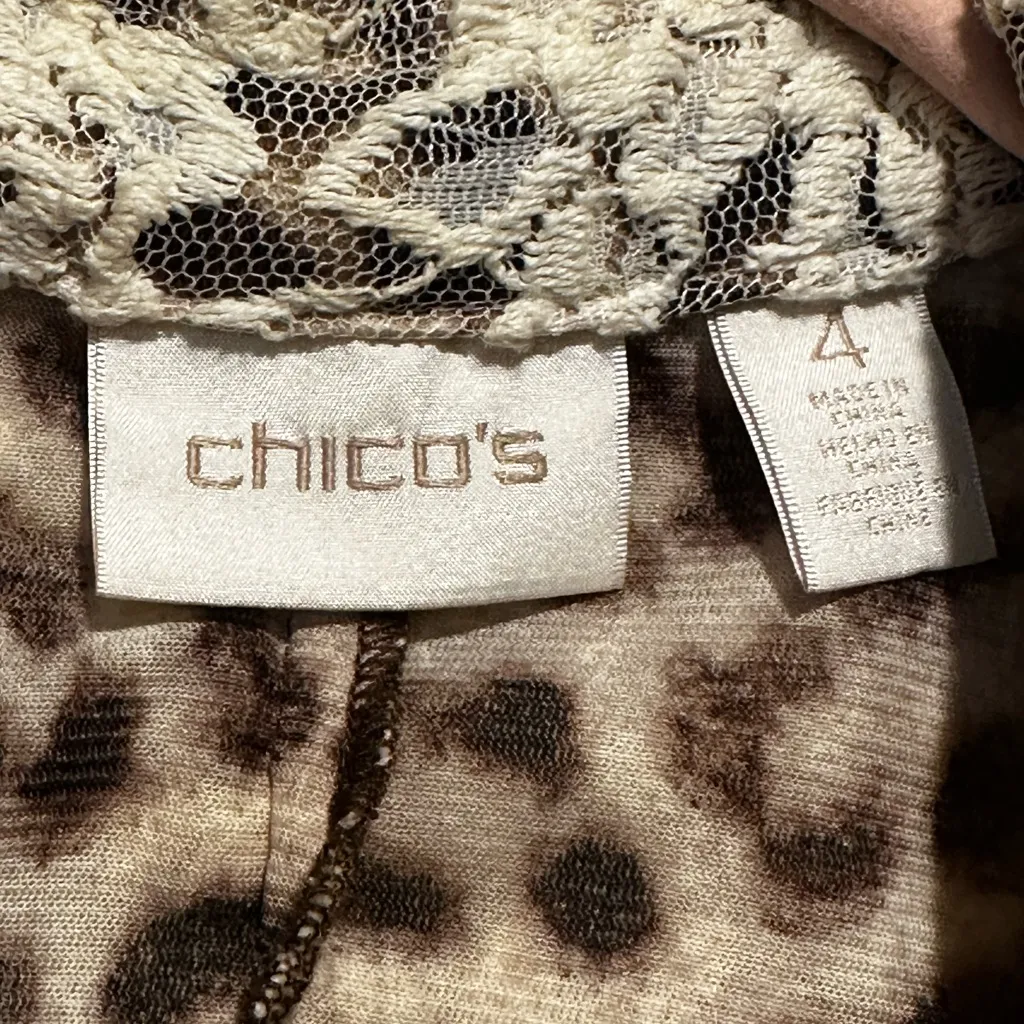 Chicos size 4 lace blazer leopard interior - Image 2