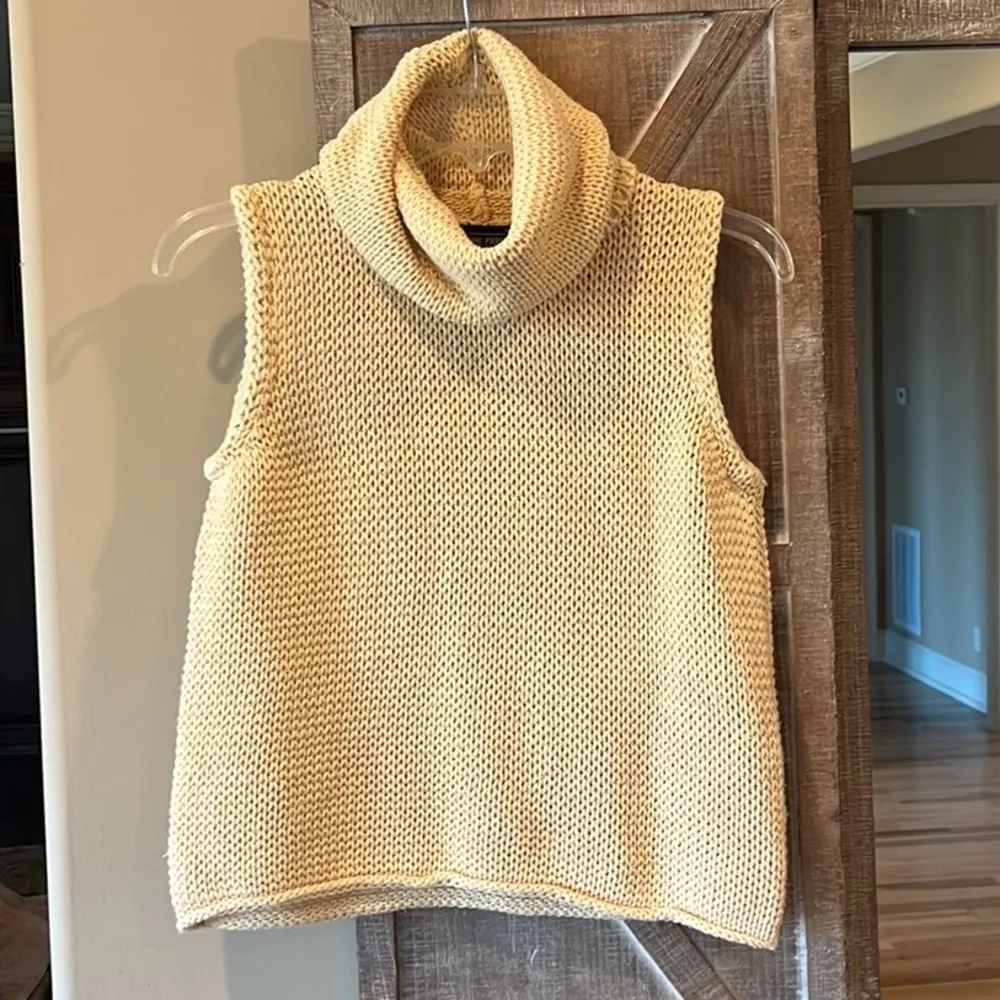 Jeanne Pierre Sweater Crochet Knit Beige Cowl Neck Womens Small - Image 4