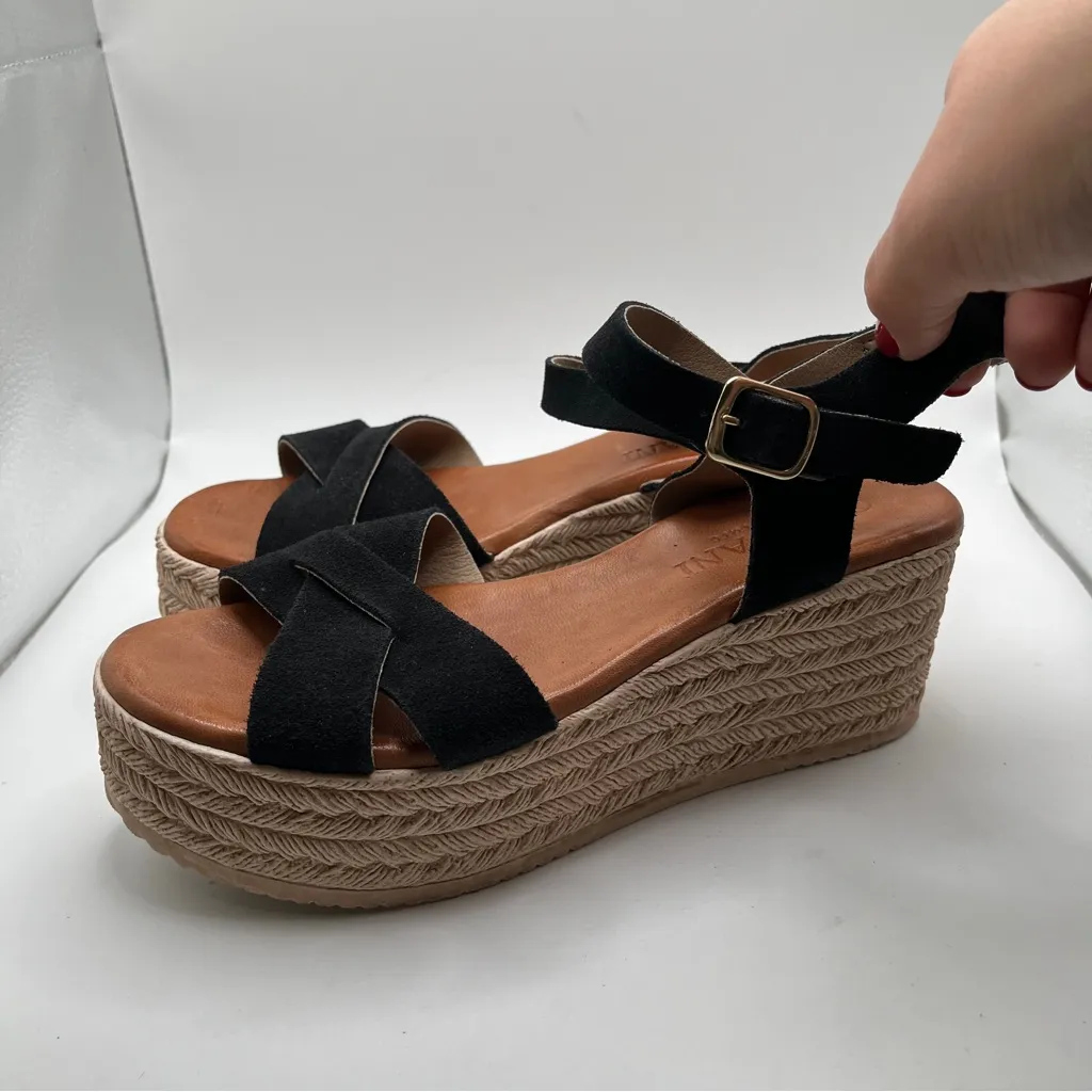 Cordani Women's Brazil black Espadrille Wedge Sandal Size 38 US Size 7.5 - Image 2