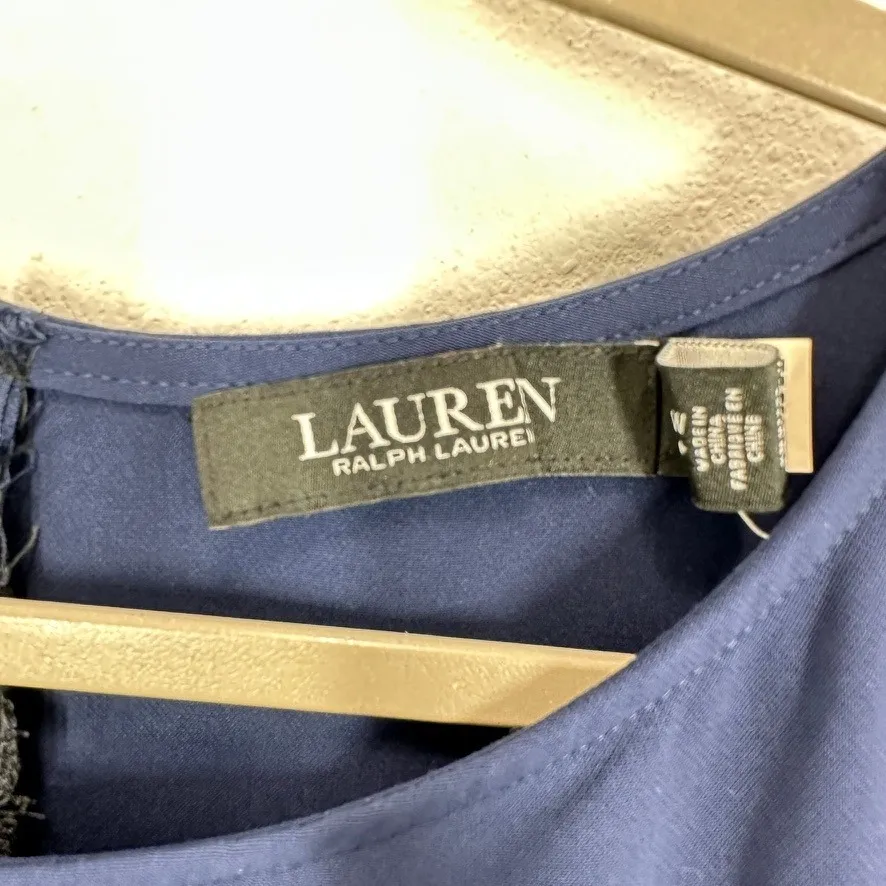 Lauren Ralph Lauren Buckle-Trim Double-Faced Crepe Dress in Refined Navy 16W - Image 8