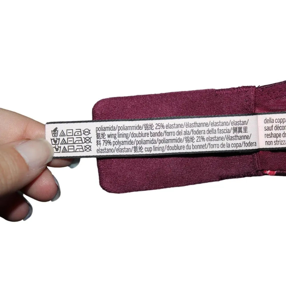 Women's Victoria's Secret Dream Angels Push-Up Bra Red Pink Floral Bra Size 34DD - Image 6