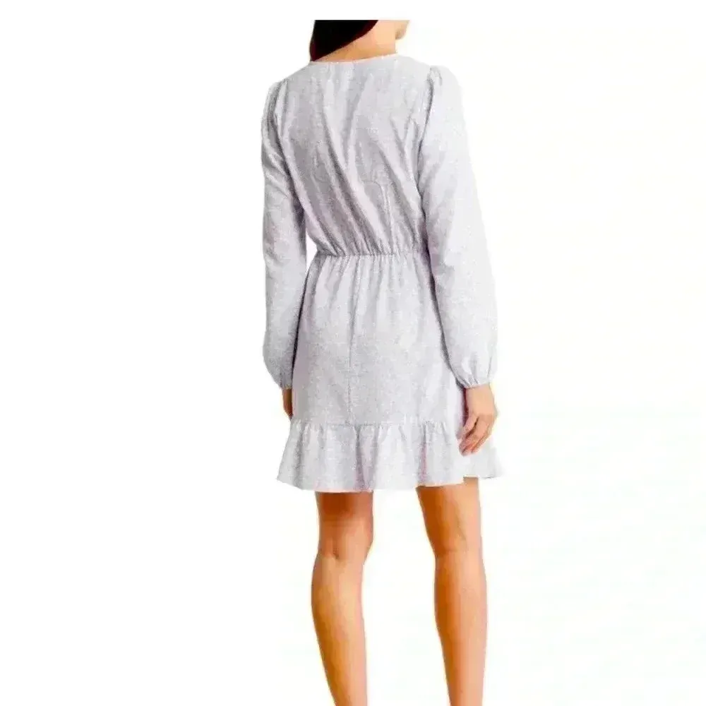 Abound dress Med Long Sleeve Lavender Floral Ruffle Surplice Mini Dress - Image 2