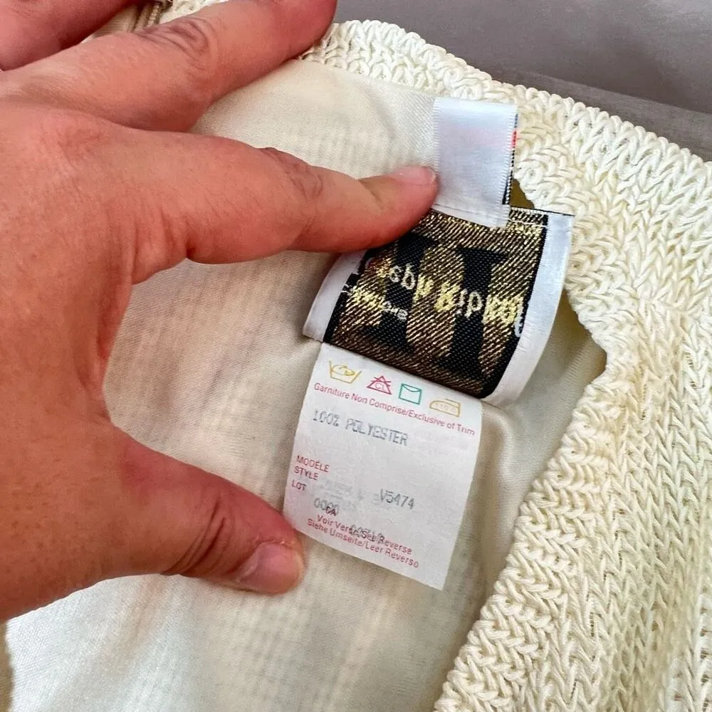 Joseph Ribkoff cream knit tie waist midi dress size 14 - Image 8