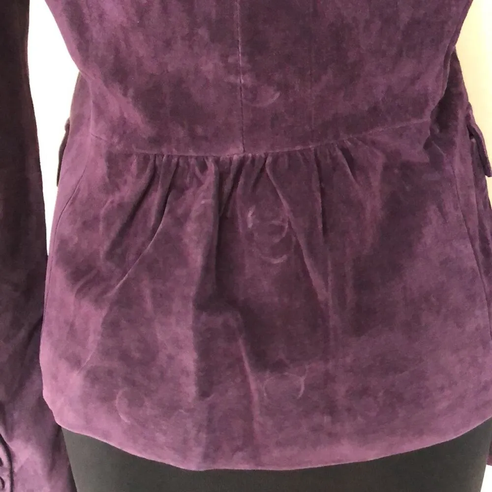 Cache Purple Fitted Leather Suede Jacket Top New Lined Banded Collar $248 NWT - Image 9