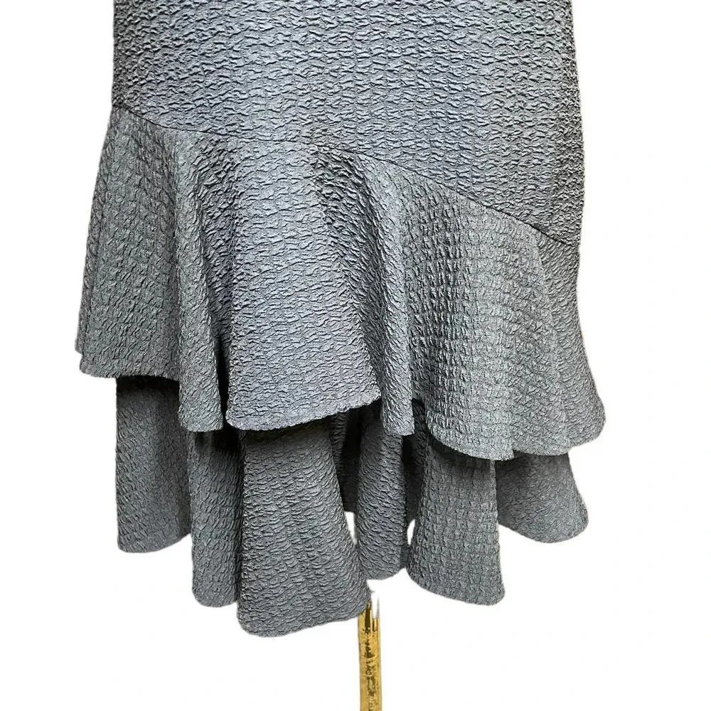 Rebecca Taylor Short Sleeve Pucker Jacquard Dress Navy‎ Blue Size 10 - Image 5