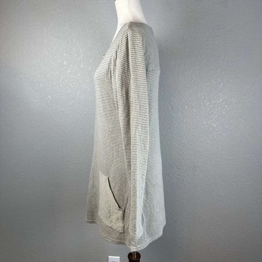 Cut Loose Womens Tunic Top Dress Size S Gray Cotton Knit Dot Stripe Pockets - Image 4
