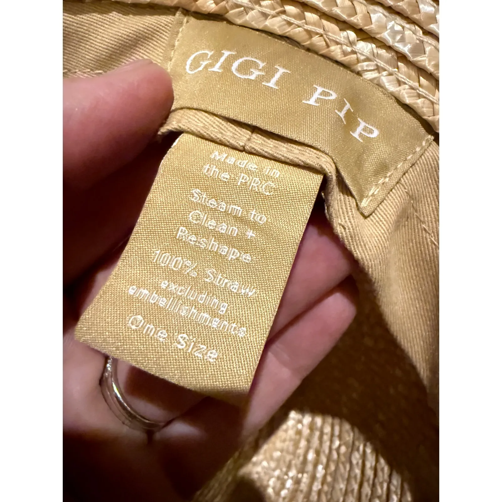 GIGI PIP Isla Straw Fedora Hat Wide Brim Boho Summer Tan - Image 7