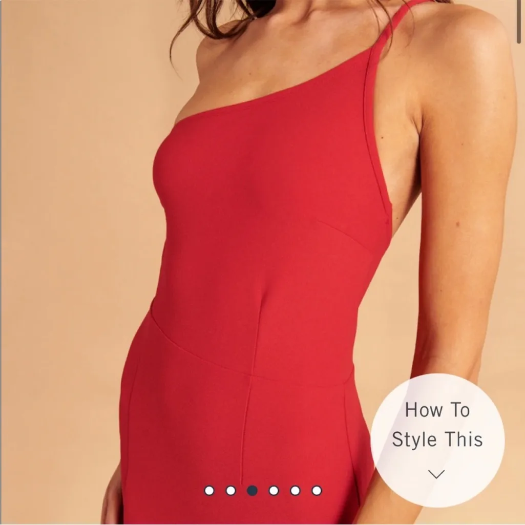 Abercrombie Asymmetrical One-Shoulder Maxi Dress Red Size Small Wedding Guest - Image 5