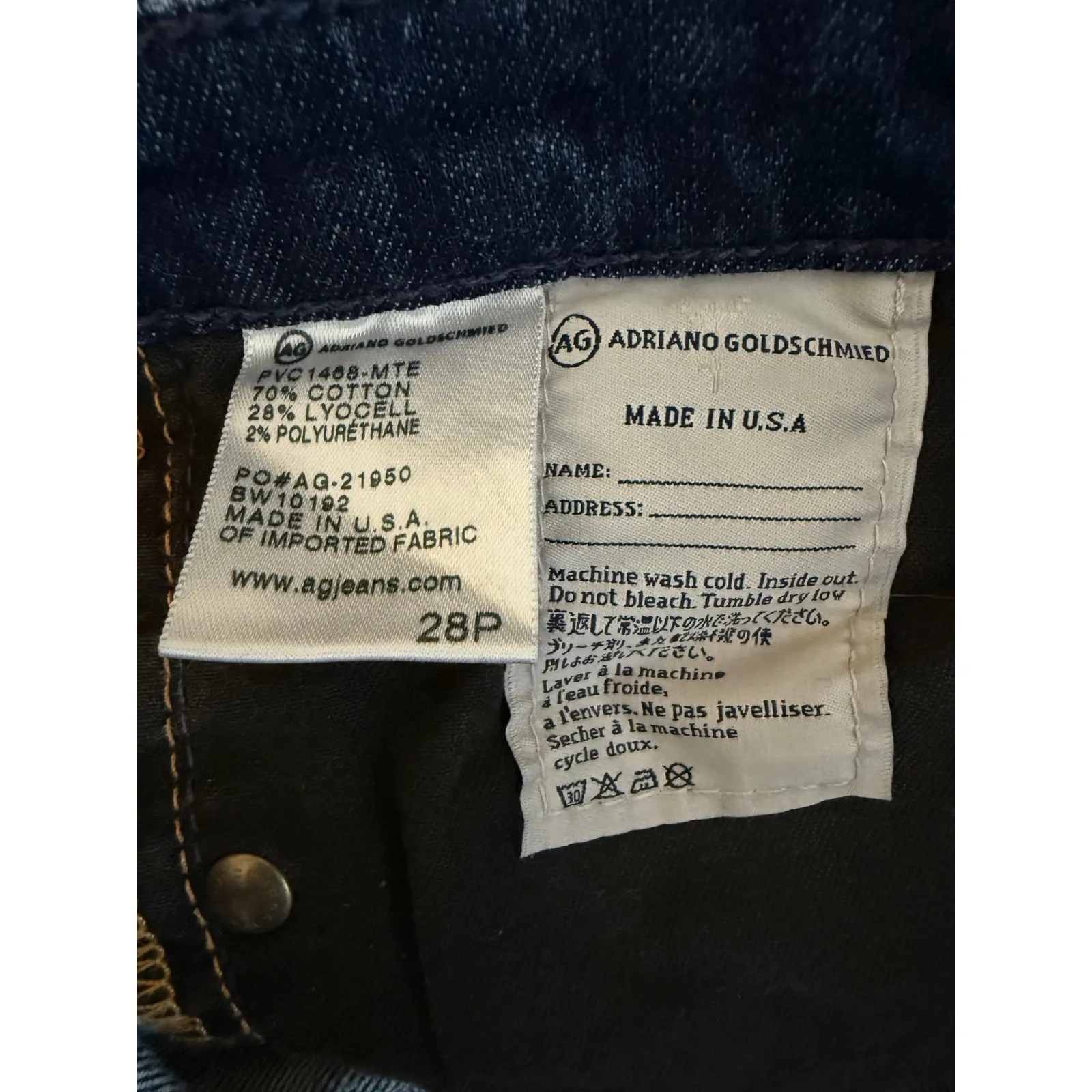 AG Adriano Goldschmied The Stevie Petite Slim Straight Jeans Women’s Sz 28P Blue - Image 8