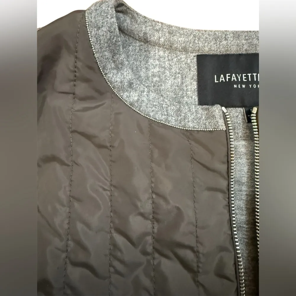 Lafayette 148 New York Quilted Zip Vest Grey Brown Size L Gray Size L - Image 3