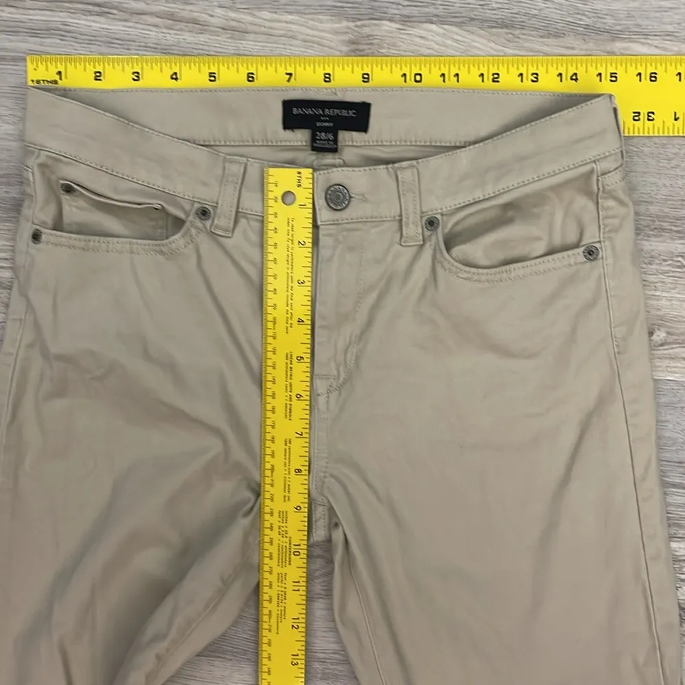 Beige Skinny Stretch Ankle Pants Zip & Button Closure Size 28/6 - Image 6