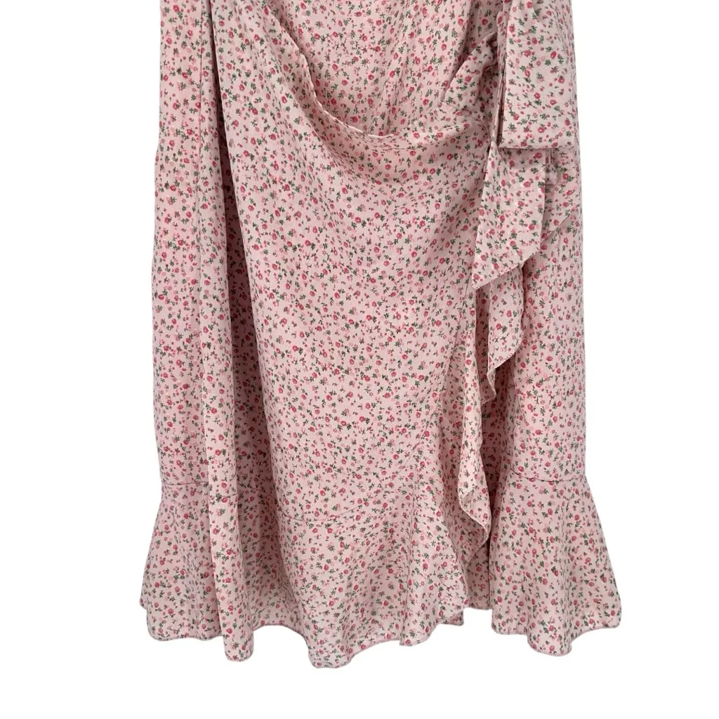 Princess Polly Annie Pink Floral Mini Dress size 8 Puff Sleeves Square Neckline - Image 6