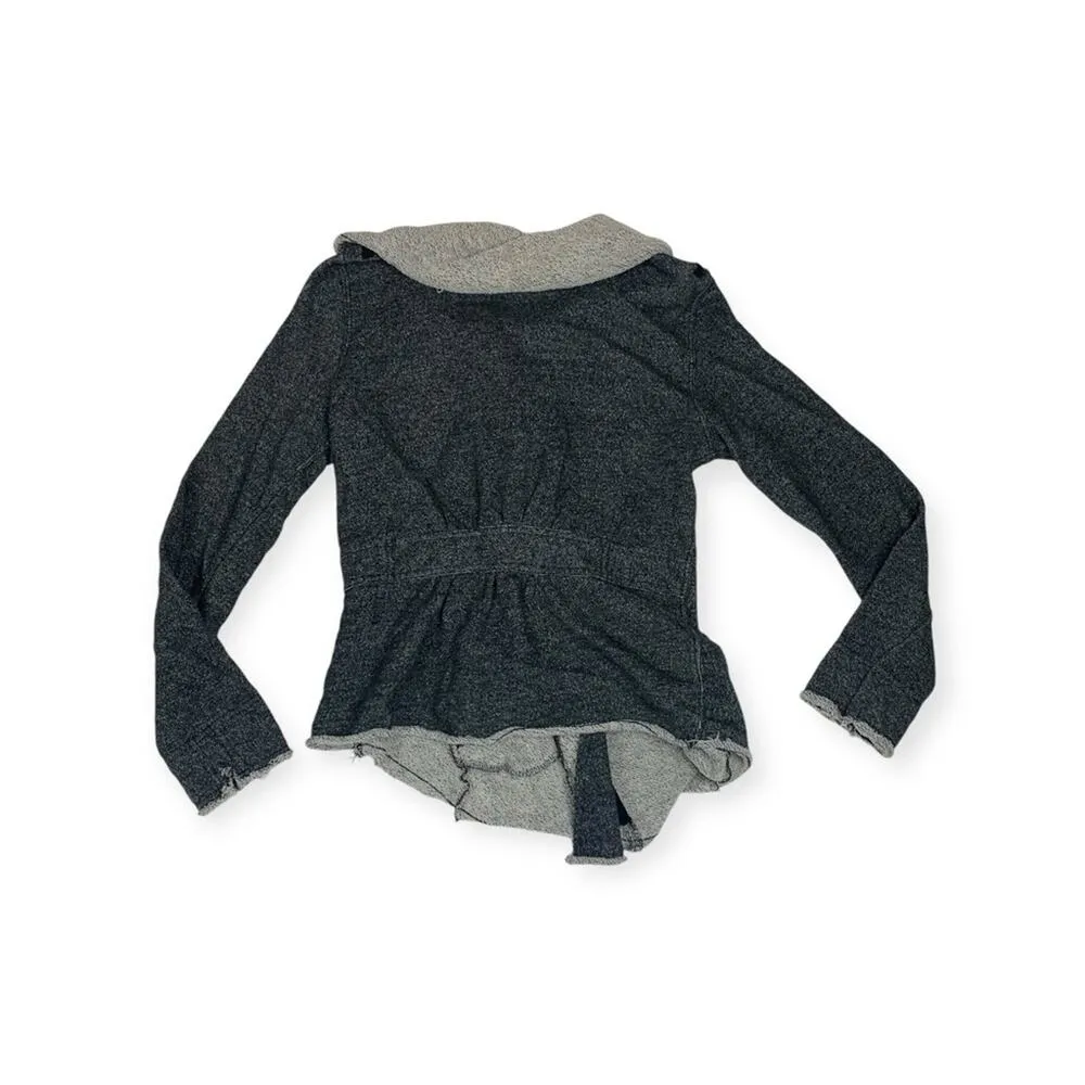 Blanc Noir asymmetrical jacket women's small gray grunge moto waterfall distress - Image 2