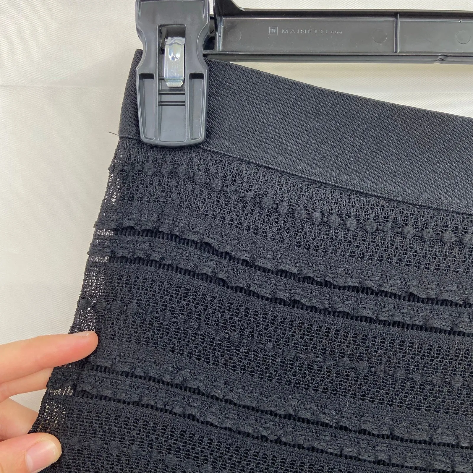 Vintage Max Studio women's black pull on lace lined elastic stretch a-line skirt - Image 2