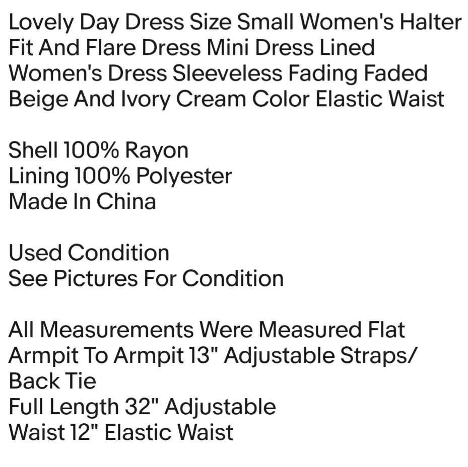 Lovely Day Dress Size Small Women's Halter Fit And Flare Dress Mini Dress Lined  - Image 2