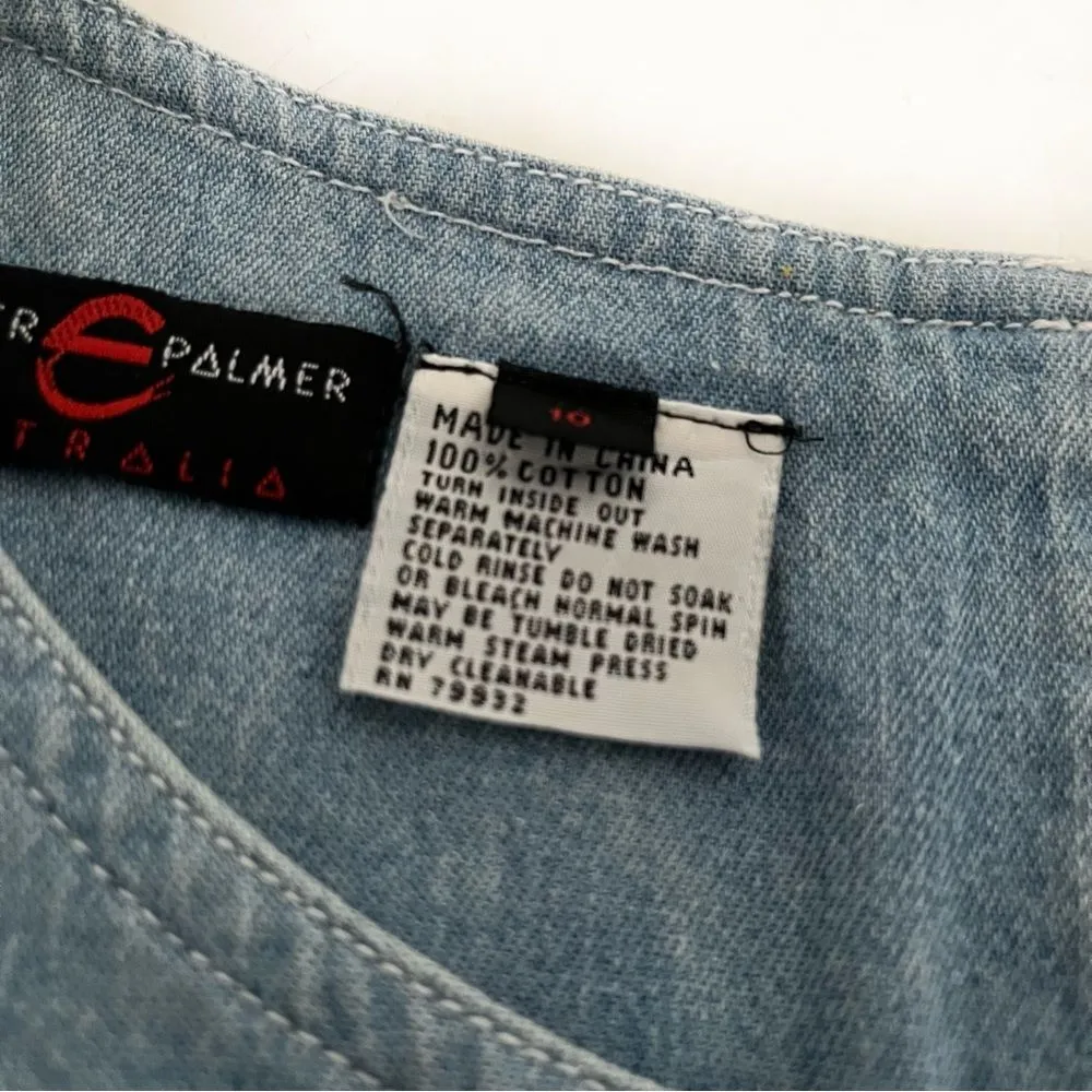PALMER E PALMER Denim Dress Sleeveless Blue Stripes Shift Womens Size 10 - Image 8