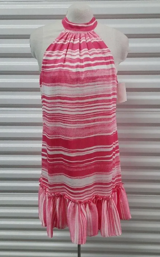 Trina Turk Zuri 2 Dress Women's Small Pink White Stripe Sleeveless Mini - Image 3