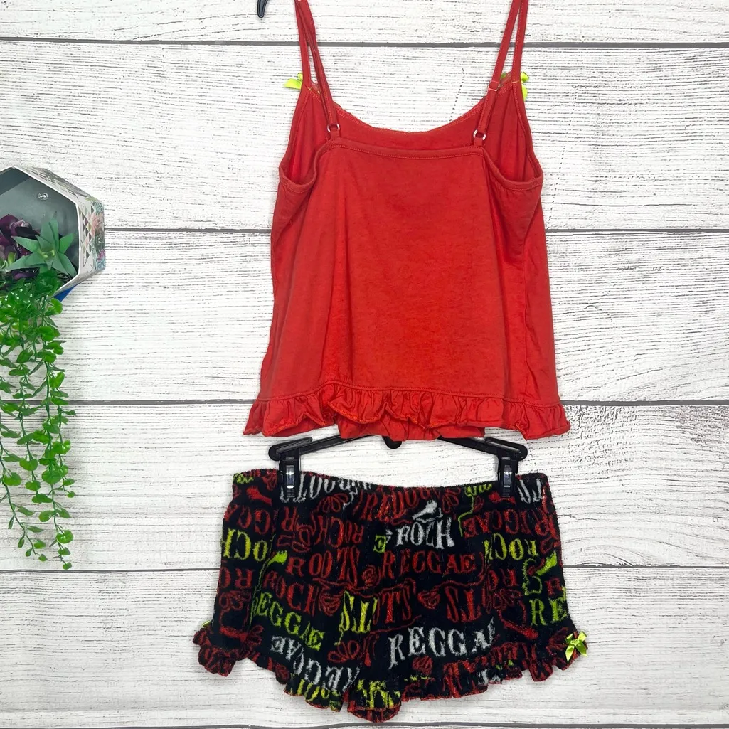 Bob Marley Roots Rock Reggae 2 Piece Pajama Set Size Medium Tank Top & Shorts Red - Image 7
