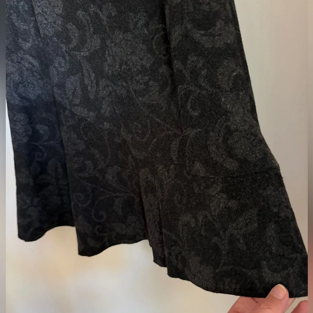 Ann Taylor Dark Gray Floral Wool A-Line Skirt 4 Asymmetrical Peplum Cottage Goth - Image 6